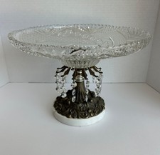 Vintage Italian Stacked Crystal Ball Table Lamp with Marble Base