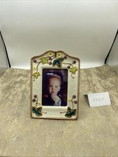 Vintage 1983 Terragrafics Hand-Crafted Ceramic Triple Opening Photo Frame with Floral Decoration — listing 2