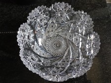 American Brilliant Period Cut Glass Tankard Pitcher with Hobstar, Fan, and Floral Motifs