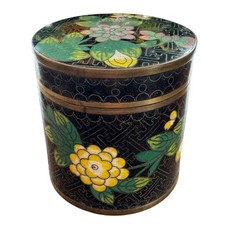 Chinese Cloisonné Enamel Covered Bowl with Floral Finial and Figural Panels — listing 4