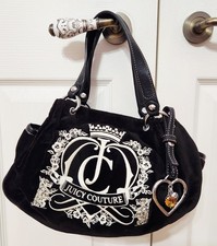 Juicy Couture Pink Velvet Rhinestone Logo Satchel Handbag — listing 3