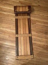Vintage Paris Wooden Toboggan Sled with Rolled Front and Yellow Tow Rope — listing 4