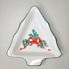International China Company Christmas Holly & Ribbon Tree-Shaped Candy/Serving Dish — listing 3