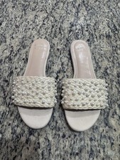 Crown & Ivy Woven Raffia Buckle Block Heel Slide Sandals 9 — listing 4