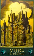Framed Vintage Print of Vitré 'Château de Pierre Landais', Brittany France Street Scene — listing 4