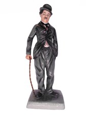 Charlie Chaplin 'The Tramp' Painted Figurine with Cane, Bowler Hat and Cigar No marks at all — listing 2