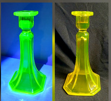 Vintage Green Uranium Glass Candlestick Holder, Depression Era, 3" Tall — listing 6