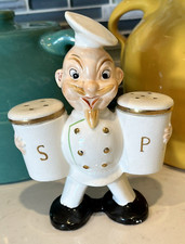 Vintage Italian Chef Salt and Pepper Shakers Ceramic Pair — listing 2