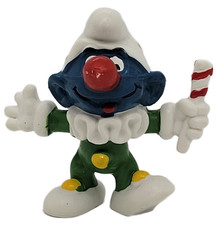 Vintage Jester/Clown Smurf PVC Figurine with Candy Cane Wand