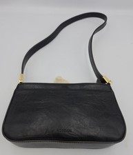 Vintage Leather Handbag with Green and Purple Buckle Trim, Multi-Zip Design