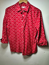 Chico's Blue & White Abstract Print Button-Up Blouse, Size 1 (M/8-10) — listing 4