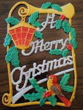 Antique German Embossed Die-Cut Cardboard Wall Plaque with Victorian House, Bird & Floral Relief — listing 2