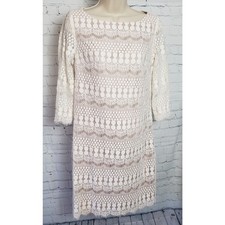 Dressbarn Collection Black Tiered Lace Dress with Nude Underlay, Size 14 — listing 5