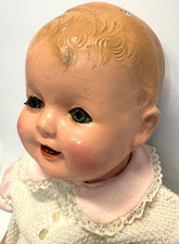 Pair of 1930s Composition Baby/Toddler Dolls (Boy and Girl in Bonnet) — listing 2