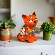 Mexican Folk Art Hand-Painted Talavera-Style Ceramic Cat Figurine — listing 3