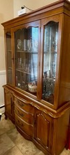 Vintage French Provincial Style China Cabinet / Breakfront Hutch with Brass Grille Doors — listing 6