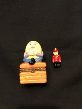 Humpty Dumpty Figural Porcelain Hinged Trinket Box on Brick Wall Base — listing 6