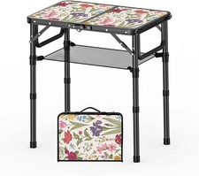 Vintage Folding Camping Picnic Table with Attached Benches, Tubular Aluminum Frame & Laminate Top — listing 4