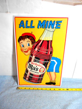 "Old Fashion Root Beer" Metal Advertising Sign, Yellow with Red/Black Lettering — listing 4