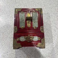 Chinese Rosewood Jewelry Box with Brass Shou Longevity Symbol and Ornate Latch — listing 3