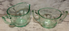 Green Uranium Depression Glass Double-Handled Open Sugar Bowl — listing 6