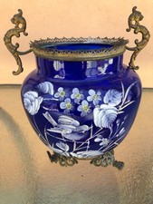 Antique Cobalt Blue & Gilt Faience Teapot with Hand-Painted Ovoid Frieze — listing 6