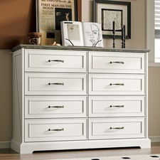 Vintage Rustic Wood-Grain Chest of Drawers with Wrought-Iron Style Handles — listing 5