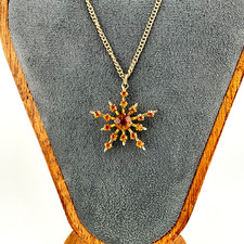 Silver-Tone Snowflake Pendant Necklace with Rhinestone Center and Ball Accents — listing 6