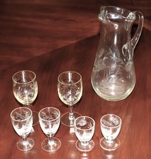 Vintage Clear Glass Ball-Body Water Pitcher with Ice Lip and Applied Handle — listing 5
