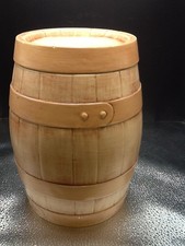 Vintage Ceramic Wood-Grain Barrel/Bucket Cookie Jar with Wire Bail Handle — listing 2