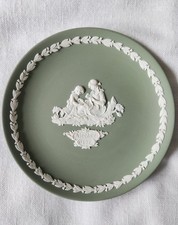 Wedgwood Sage Green Jasperware 4.5" Miniature Plate with Neoclassical Relief — listing 5