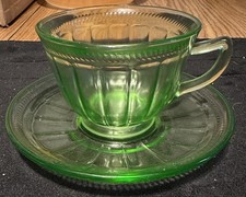 Green Depression Glass Ribbed Salad/Luncheon Plate — listing 2
