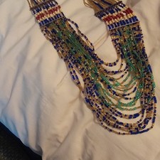 Handmade Multicolor Beaded Statement Necklace with Acrylic Rondelles and Silver Spacers — listing 5