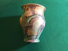 Weller Silvertone Two-Handled Vase with Yellow Floral Motif, 8.25 in, listing 5