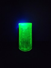 Miniature Green Uranium Crackle Glass Pitcher, 4 inches Tall, Hand-Blown with Applied Handle