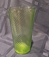 Vintage Hand-Blown Green Glass Vase with Optic Coin-Dot / Printie Design — listing 4