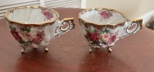 Napco Hand-Painted Porcelain Demitasse Teacup with Floral Bouquet and Burgundy Panels — listing 2