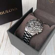 Bulova Marine Star Stainless Steel Chronograph Watch, Black Dial — listing 6