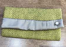 emerald satin clutch Vintage Emerald Green Satin Evening Bag with Gold Chain Strap and Inner Coin Purse — listing 5
