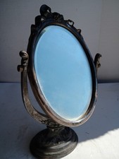 Antique 1930s Walnut Vanity Dresser with Tilting Trifold-Style Beveled Mirror — listing 4