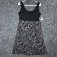 Athleta Women's Teal Geometric Print Cap-Sleeve Ruched V-Neck Jersey Dress, Size M