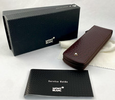 Montblanc Black Leather Zip Pouch / Clutch with Wristlet Strap