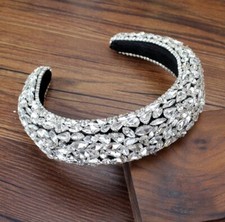 Jeweled Multicolor Rhinestone Padded Baroque Headband on Black Velvet — listing 4