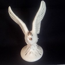 Pair of White Ceramic Bird Figurines with Gold Accents (Dove/Duck) — listing 6