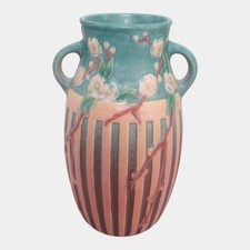 Roseville Pottery Cherry Blossom Two-Handled Vase, Brown, Shape 621-6 — listing 3