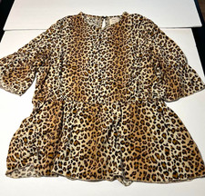 Grace & Emma Leopard Print Short-Sleeve Maxi Dress, Size XL