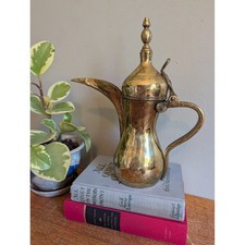 Vintage Middle Eastern Style Brass Coffee Pot (Dallah/Ewer) with Domed Lid and Curved Spout — listing 5