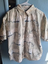 Puritan Men's Short Sleeve Nautical Print Button-Down Shirt — listing 5