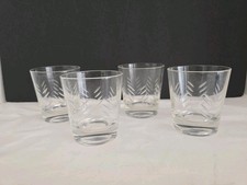 Pair of Antique Etched Glass Tumblers with Star-Cut Base, Scroll and Lace Band Motif — listing 3