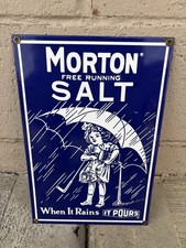 Morton Salt "When It Rains It Pours" Porcelain Enamel Advertising Sign — listing 6